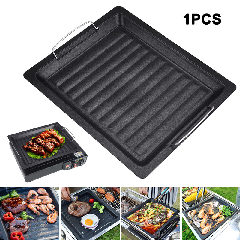 Camping Cooking Tray - Outdoors Thick Square Grill Pan With