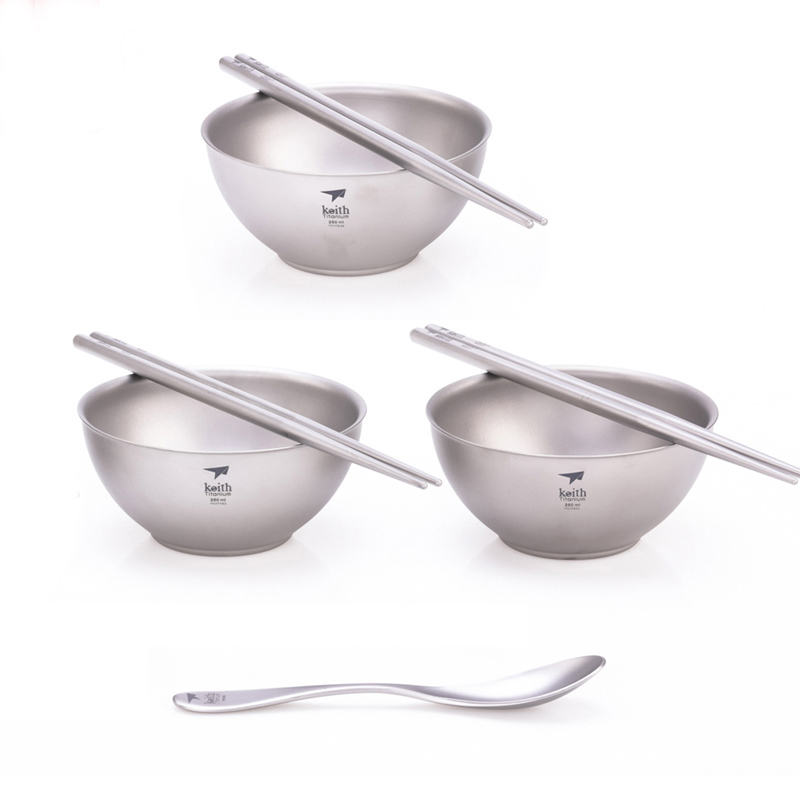 Camping Cooking Box Set - Keith Cooking Set, Titanium Bowl Chopsticks