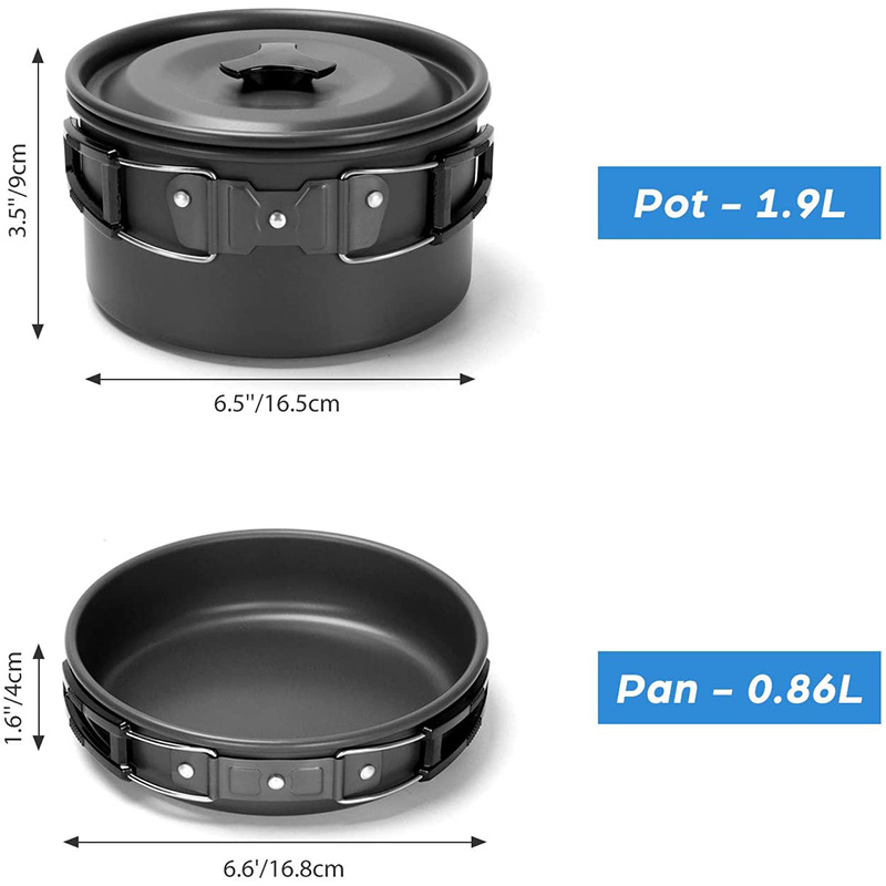 Camping Cooking Set Non Stick - 1 Set Outdoor Pot Pan Camping