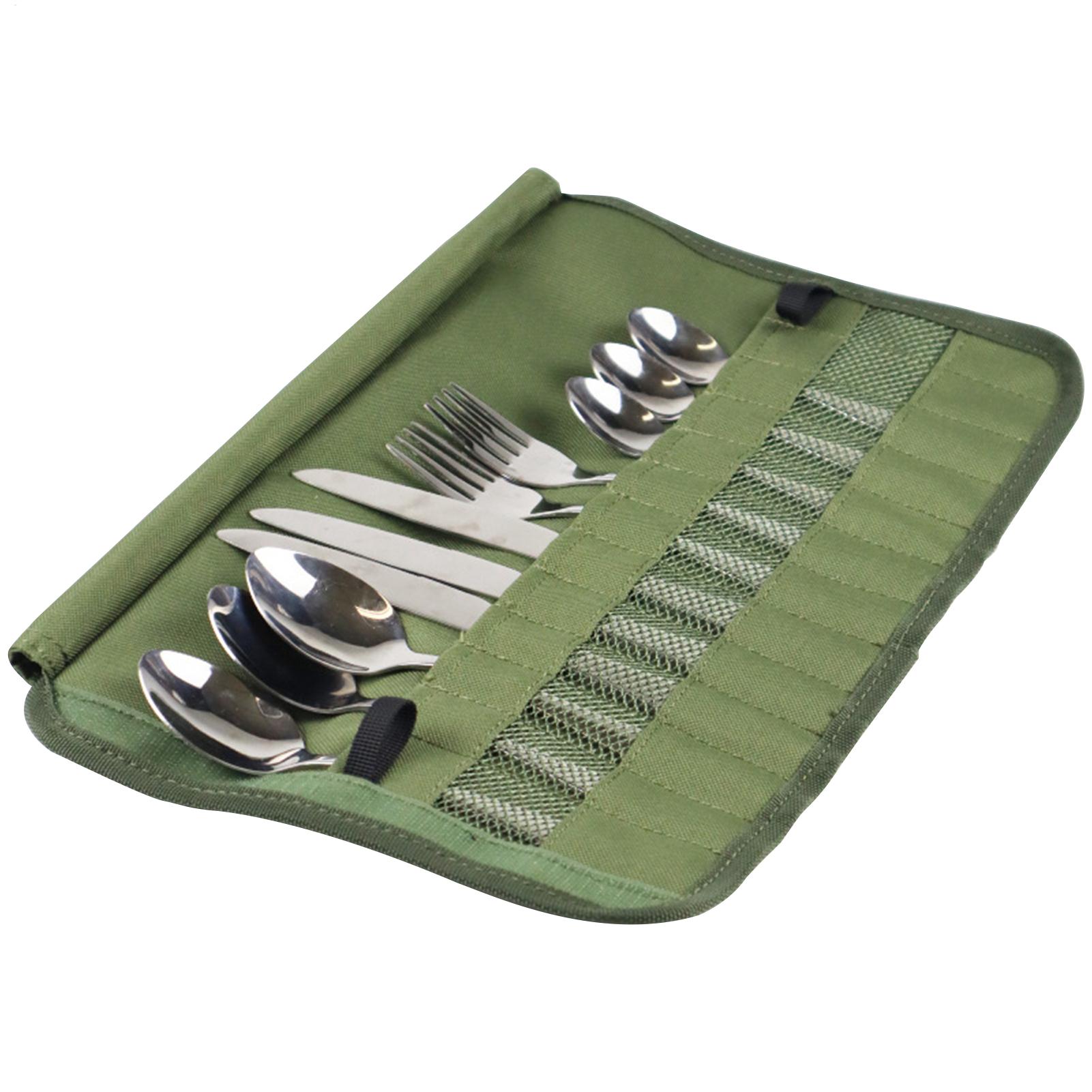 Camping Cooking Utensil Roll - Camping Cutlery Roll Bag Kitchen Cooking