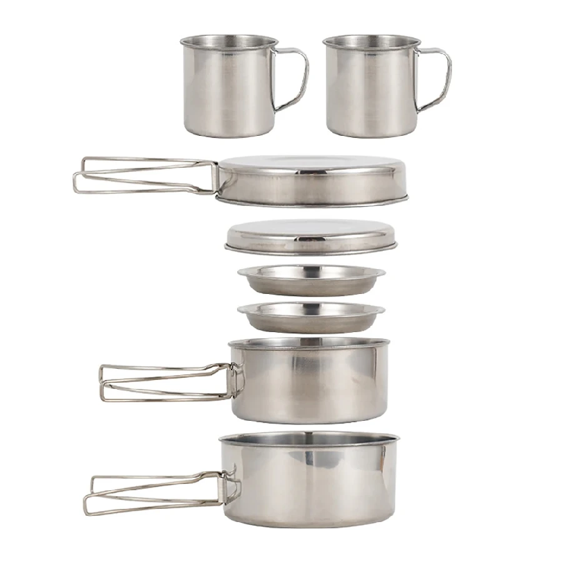8pcs/Set Camping Cookware Mess - đánh giá và giá Camping Cooking Set Non Stick