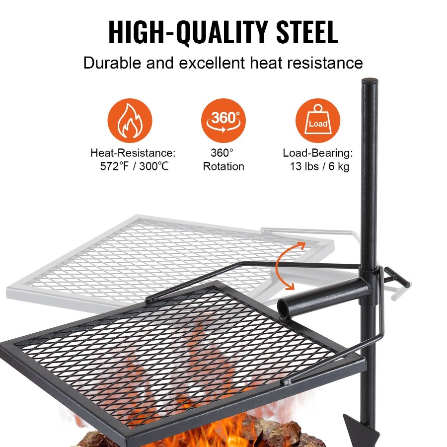 Swivel Campfire Grill for Fire - đánh giá và giá Camping Cooking Fire Pit