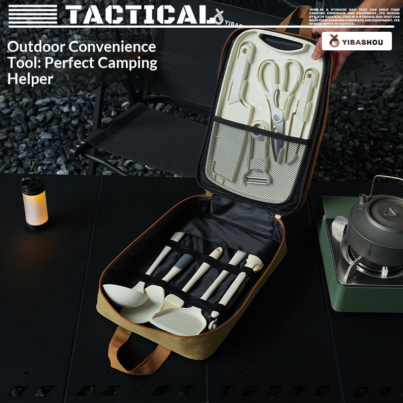 Portable 9Pcs Camping Kitchenw - đánh giá và giá Camping Cooking Set Non Stick