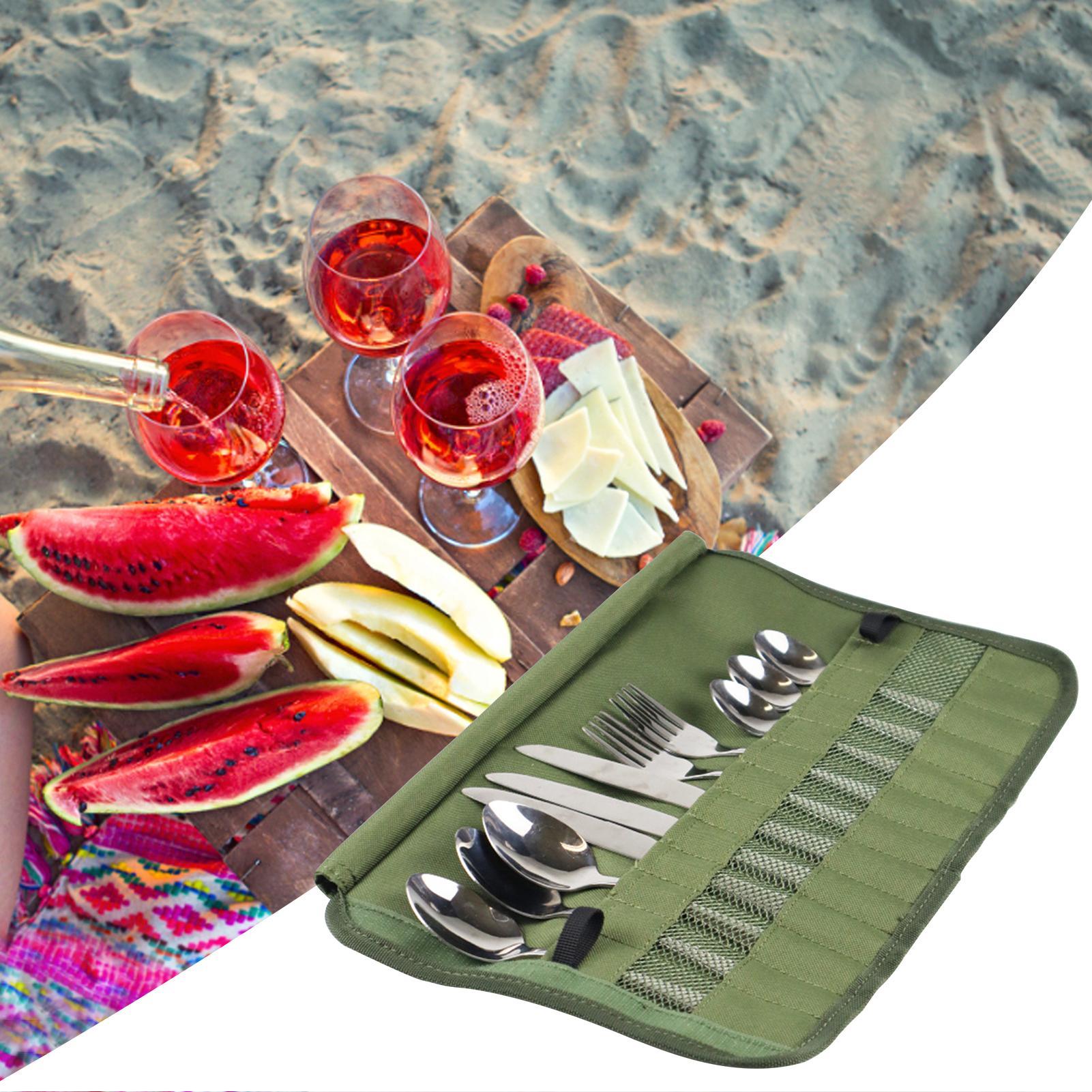 Camping Tableware Roll Bag Kit - đánh giá và giá Camping Cooking Utensil Roll