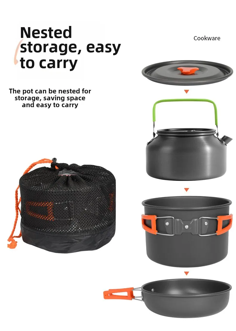 DS-308 Outdoor large capacity  - đánh giá và giá Camping Cooking Set Ds 308