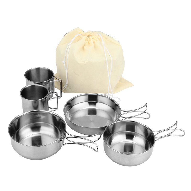 Foldable 5-piece Cups Kitchen  - đánh giá và giá Camping Cooking Box Set