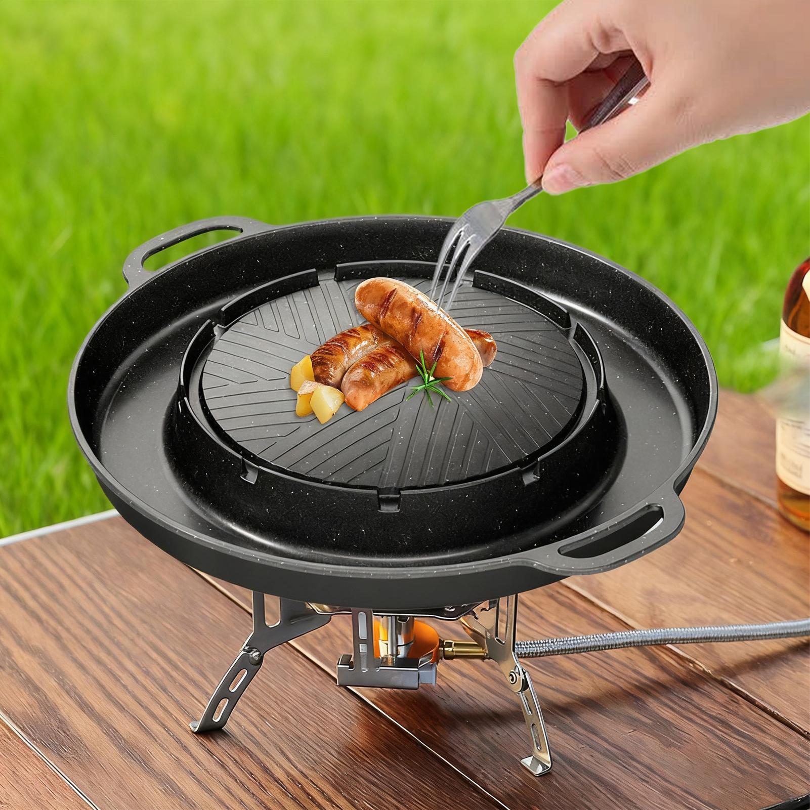 2-in-1 Grill & Hot Pan for Sto - đánh giá và giá Camping Cooking Set Non Stick