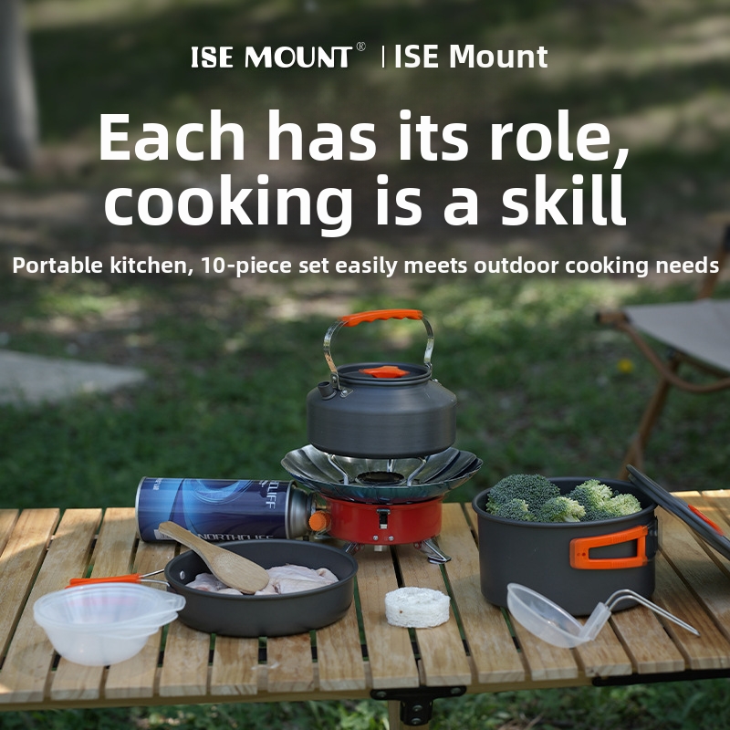 Portable Outdoor Camping 10Pcs - đánh giá và giá Camping Cooking Set Ds 308