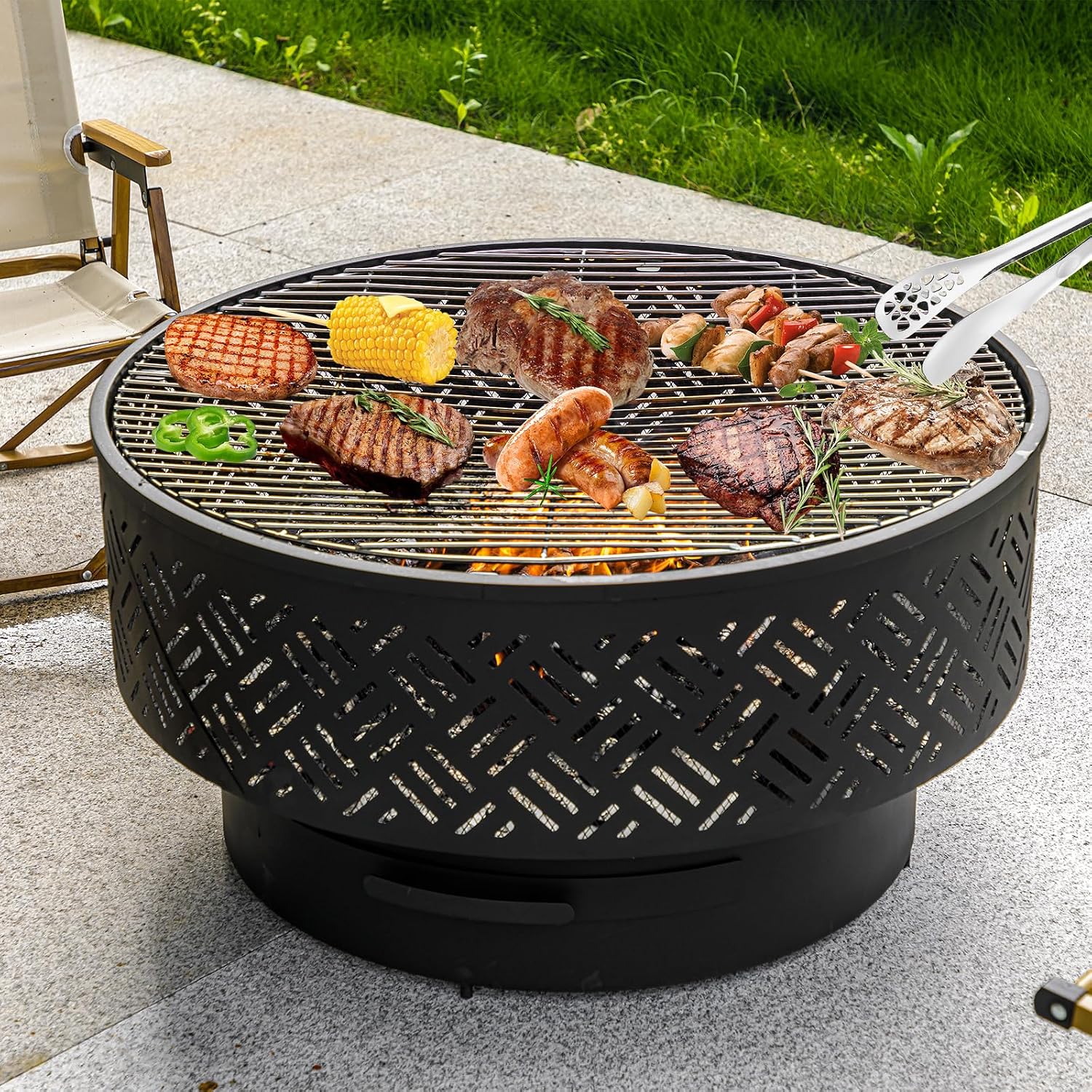 32 Inch Round Metal Wood Burni - đánh giá và giá Camping Cooking Fire Pit