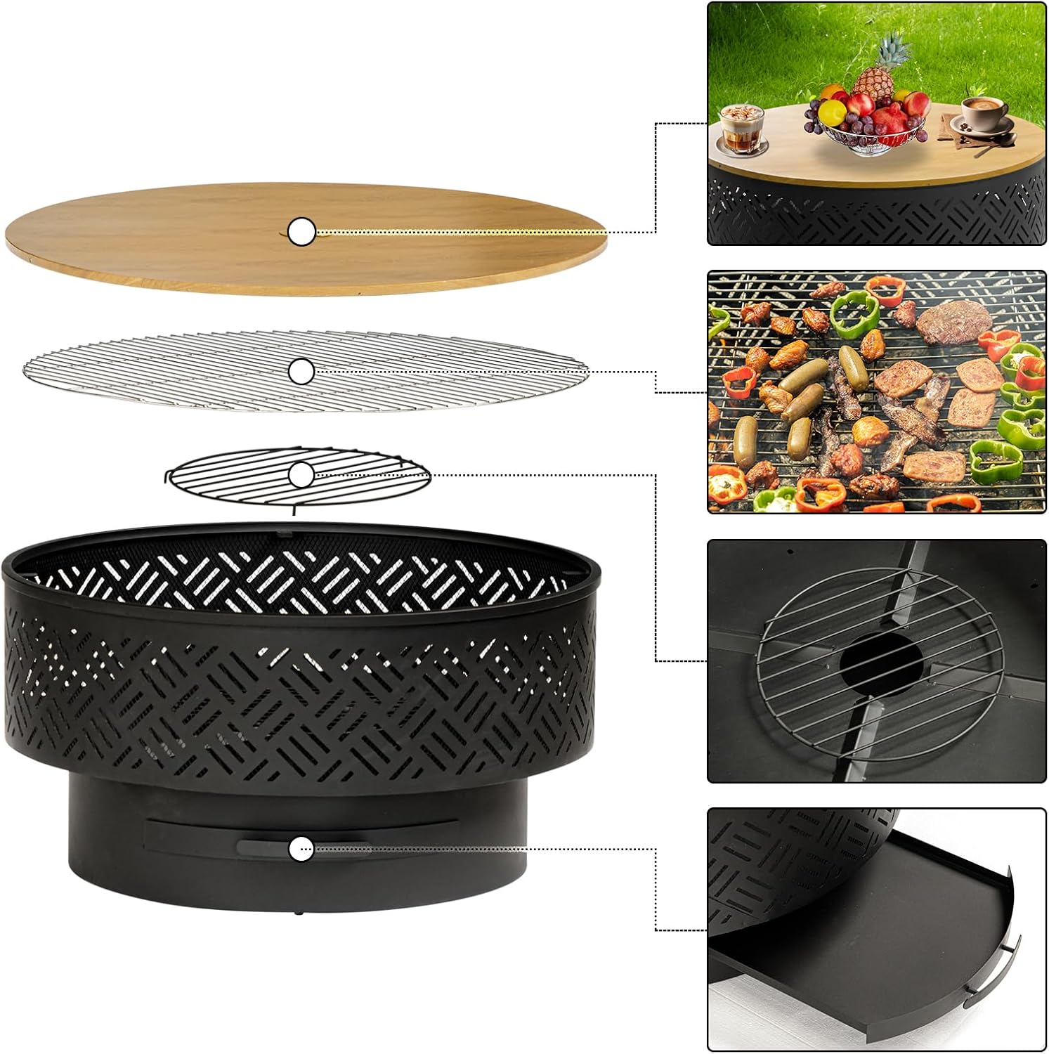 32 Inch Round Metal Wood Burni - đánh giá và giá Camping Cooking Fire Pit