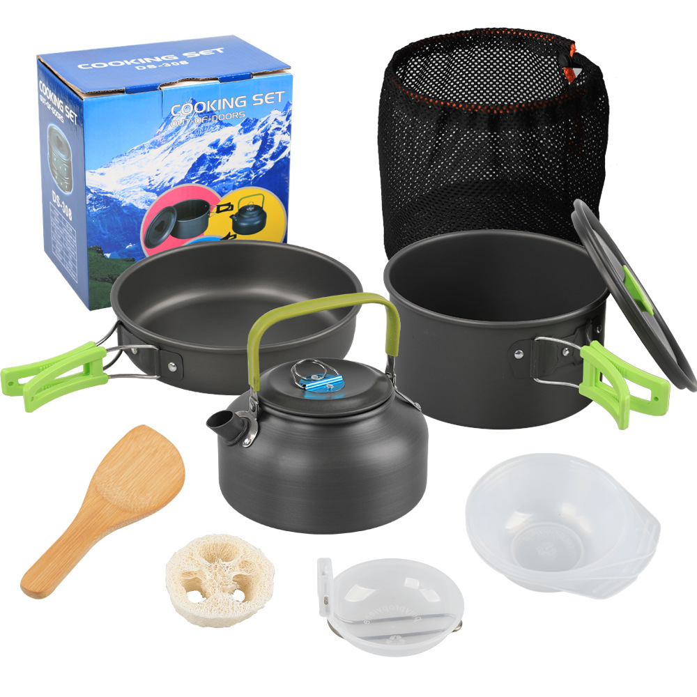 Camping Cooking Pot Pan Kettle - đánh giá và giá Camping Cooking Set Ds 308
