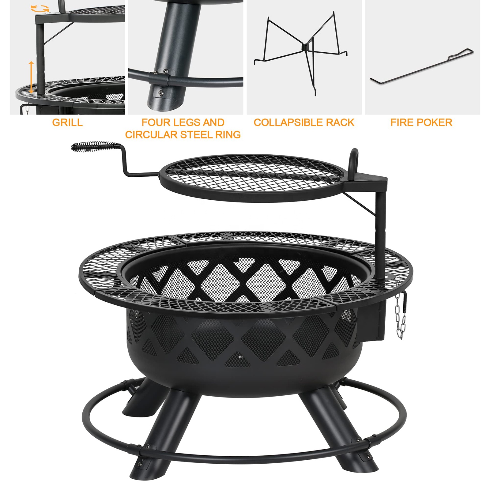 Large Outdoor Wood Burning Fir - đánh giá và giá Camping Cooking Fire Pit