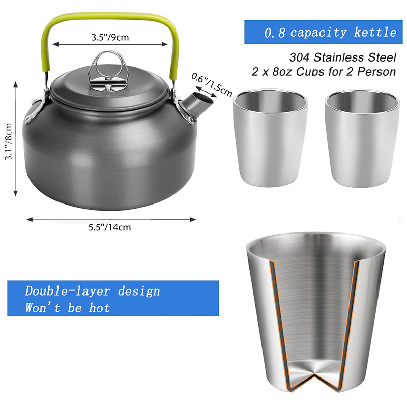 1 Set Outdoor Pot Pan Camping  - đánh giá và giá Camping Cooking Set Non Stick