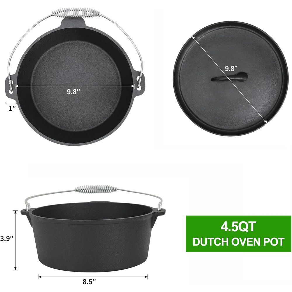 8 Piece Pre-Seasoned Dutch Ove - đánh giá và giá Camping Cooking Dutch Oven