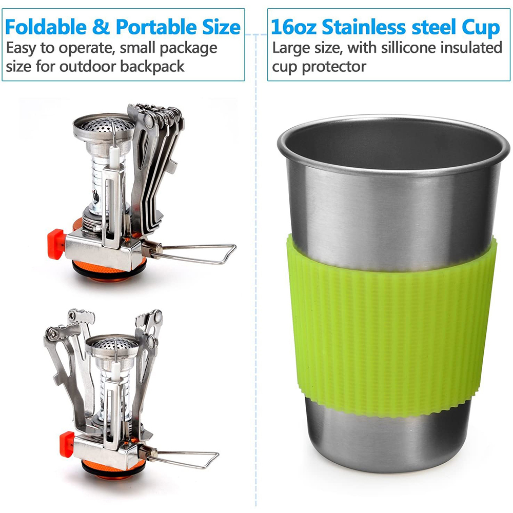 Camping Cookware Kit with Stov - đánh giá và giá Camping Cooking Organizer